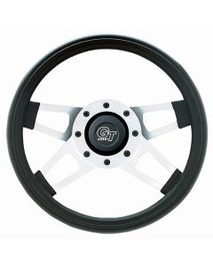 Grant ® - 13.5 Inch Black Cushion Challenger Steering Wheel with Satin Silver Dual Plane Spokes (415)