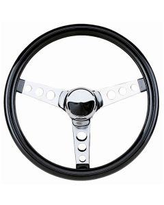 Grant ® - 13.5 Inch Black Gloss Vinyl Classic Series Cruising Steering Wheel with Chrome 3-Spoke Design (502)