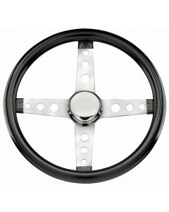 Grant ® - 13.5 Inch Black Gloss Vinyl Cushion Classic Series Cruising Steering Wheel with Chrome 4-Spoke Design (570)