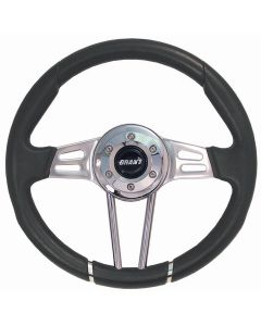 Grant ® - 13.5 Inch Black Hand Grip Club Sport Steering Wheel with Polished Aluminum 3-Spoke Design (457)