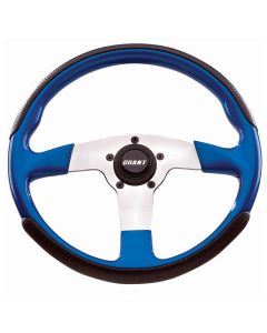 Grant ® - 13.5 Inch Gloss Blue with Textured Black Carbon Fiber Weave Fibertech Steering Wheel with Aluminum Polished Spokes (1461)