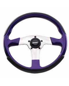 Grant ® - 13.5 Inch Gloss Purple with Textured Black Carbon Fiber Weave Fibertech Steering Wheel with Aluminum Polished Spokes (1462)