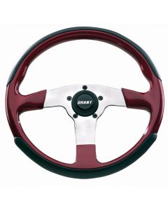 Grant ® - 13.5 Inch Gloss Red with Textured Black Carbon Fiber Weave Fibertech Steering Wheel with Aluminum Polished Spokes (1460)