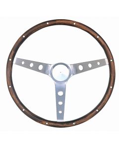 Grant ® - 13.5 Inch Hardwood Classic Series Nostalgia Steering Wheel with Rivets and Brushed Stainless Steel 3-Spoke Design (963-0)