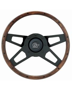 Grant ® - 13.5 Inch Hardwood Walnut Challenger Steering Wheel with Rivets and Black Dual Plane Spoke Design (404)
