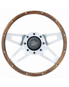 Grant ® - 13.5 Inch Hardwood Walnut Challenger Steering Wheel with Rivets and Satin Silver Dual Plane Spokes (405)
