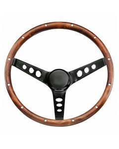 Grant ® - 13.5 Inch Hardwood Walnut Classic Wood Steering Wheel with Anodized Aluminum Rivets and Black 3-Spoke Design (313)