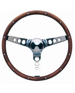 Grant ® - 13.5 Inch Hardwood Walnut Classic Wood Steering Wheel with Anodized Aluminum Rivets and Chrome 3-Spoke Design (213)