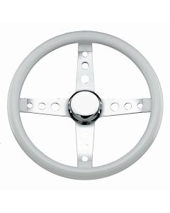 Grant ® - 13.5 Inch White Gloss Vinyl Cushion Classic Series Cruising Steering Wheel with Chrome 4-Spoke Design (571)