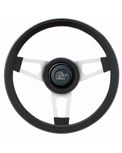 Grant ® - 13.75 Inch Black Cushion Challenger Steering Wheel with Satin Silver 3-Spoke Design (860)