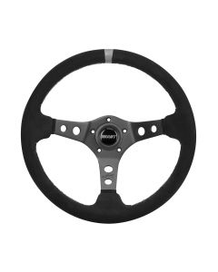 Grant ® - 13.75 Inch Black Ultra Suede Performance/Race Series Aluminum Steering Wheel with Aluminum 3-Spoke Design and Gray Top Marker (694)