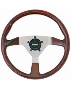 Grant ® - 13.75 Inch Dark High Gloss Wood F/X Steering Wheel with Silver Satin 3-Spoke Design (729)