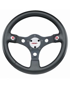 Grant ® - 13 Inch Black Leather Performance GT Series Steering Wheel with Black Anodized Aluminum 3-Spoke Design and Holes For Switch Buttons (673)