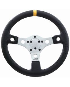 Grant ® - 13 Inch Black Vinyl Performance GT Series Steering Wheel with Silver Anodized Aluminum 3-Spoke and Yellow Top Marker (633)