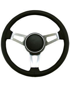 Grant ® - 14 5/8 Inch Black Leather Baseball Stitch Classic Series Nostalgia Steering Wheel with Brushed Stainless Steel Spokes (1004)