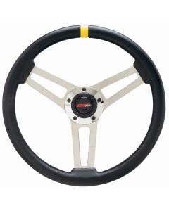 Grant ® - 14.5 Inch Black Leather Grained Vinyl Steering Wheel with Equally Spaced 3-Spoke and Yellow Top Marker (1076)