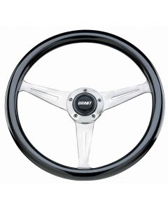 Grant ® - 14.5 Inch Black Mahogany Wood Collectors Edition Steering Wheel with Polished Aluminum 3-Spoke Design (1178)