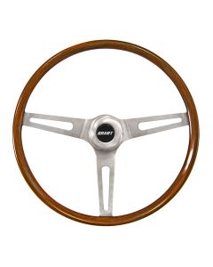 Grant 14.5 Inch Light Hardwood Walnut Classic Series GM Steering Wheel with Brushed Stainless Steel 3-Spoke, Item Image