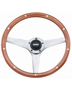 Grant ® - 14.5 Inch Mahogany Wood Collectors Edition Steering Wheel with Polished Aluminum 3-Spoke Design (1175)