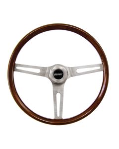Grant 14.5 Inch Real Mahogany Wood Rim Classic Series GM Steering Wheel with Brushed Stainless Steel 3-Spoke, Item Image