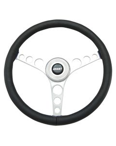 Grant ® - 14.75 Inch Black Leather Heritage Speed Model Steering Wheel with Aluminum Polished 3-Spoke Design (15911)
