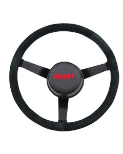Grant ® - 14.75 Inch Black Suede Leather Cushion Performance Series Steel Steering Wheel with Black Steel 3-Spoke Unidirectional Design (680)