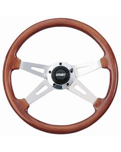 Grant ® - 14.75 Inch Mahogany Wood Collectors Edition Steering Wheel with Polished Aluminum 4-Spoke Design (1177)