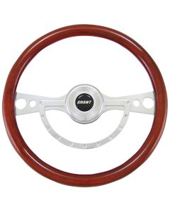 Grant ® - 14.75 Inch Mahogany Wood Deuce Heritage Collection Steering Wheel with Aluminum Polished 2-Spoke Design (15852)