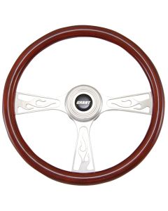 Grant ® - 14.75 Inch Mahogany Wood Flame Heritage Collection Steering Wheel with Aluminum Polished 3-Spoke Design (15802)