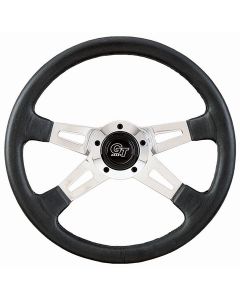 Grant ® - 14 Inch Black Cushion Elite GT Steering Wheel with Polished Aluminum Dual Plane 4-Spoke Design (1065)