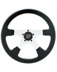 Grant ® - 14 Inch Black Cushion GT Rally Steering Wheel with Silver Anodized 4-Spoke Design (748)
