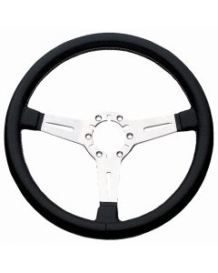 Grant ® - 14 Inch Black Leather Classic Series Corvette Steering Wheel with Silver 3-Spoke Design (791)