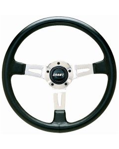 Grant ® - 14 Inch Black Leather Collectors Edition Steering Wheel with Polished Aluminum 3-Spoke Design (1130)