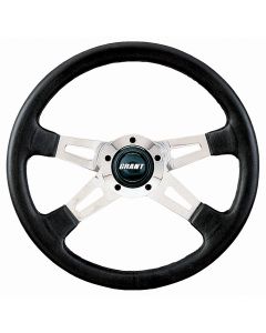 Grant ® - 14 Inch Black Leather Collectors Edition Steering Wheel with Polished Aluminum 4-Spoke Design (1150)