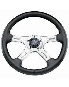 Grant ® - 14 Inch Black Leather Grained Vinyl Elite GT Steering Wheel with Polished Aluminum 4-Spoke Design (742)
