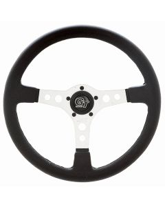Grant ® - 14 Inch Black Leather Grained Vinyl Formula GT Steering Wheel with Silver Anodized 3-Spoke Design (764)