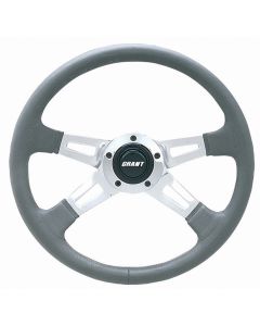 Grant ® - 14 Inch Charcoal Leather Collectors Edition Steering Wheel with Polished Aluminum 4-Spoke Design (1151)