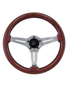 Grant ® - 14 Inch Hardwood Walnut GT Sport Steering Wheel with Silver Satin 3-Spoke Design (377)