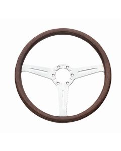 Grant ® - 14 Inch Mahogany Wood Classic Series Corvette Steering Wheel with Polished Aluminum 3-Spoke Design (794)