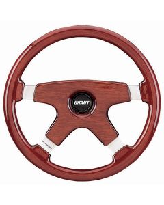 Grant ® - 14 Inch Mahogany Wood Elegante Steering Wheel with Polished Aluminum 4-Spoke Design (732)