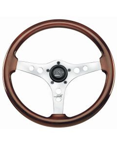 Grant ® - 14 Inch Mahogany Wood Formula GT Steering Wheel with Aluminum Polished 3-Spoke Design (704)