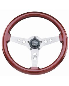 Grant ® - 14 Inch Mahogany Wood Formula GT Steering Wheel with Polished Silver Anodized 3-Spoke Design (714)