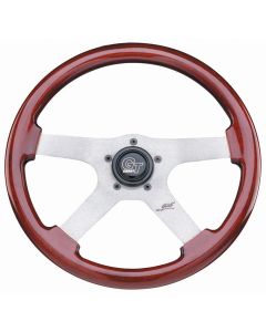 Grant ® - 14 Inch Mahogany Wood Touring GT Steering Wheel with Silver Anodized Aluminum 4-Spoke Design (724)