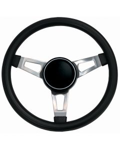 Grant ® - 15 Inch Black Cushion Classic Series Nostalgia Steering Wheel with Nickel Plated 3-Spoke Design and Horn Button (846)