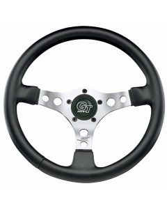 Grant ® - 15 Inch Black Vinyl Formula GT Steering Wheel with Silver Satin 3-Spoke Design (1750)