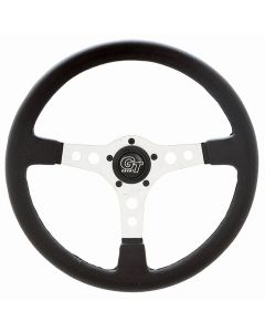 Grant ® - 15 Inch Black Vinyl Formula GT Steering Wheel with Silver Satin Anodized 3-Spoke Design (1760)