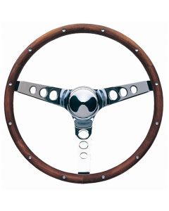Grant ® - 15 Inch Hardwood Walnut Classic Wood Steering Wheel with Anodized Aluminum Rivets and Chrome 3-Spoke Design (201)