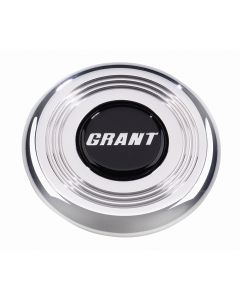 Grant ® - Grant Logo Polished Aluminum with Black Plastic Signature Horn Button (5806)