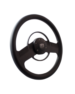 Forever Sharp ® - 14 Inch Black Solar Eclipse Steering Wheel with Carbon Fiber Vinyl Vinyl Half Wrap Grip (B1003-HW14CFV)