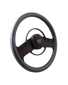 Forever Sharp ® - 14 Inch Black Solar Eclipse Steering Wheel with Carbon Fiber Vinyl Half Wrap Grip (B1003-HW14CF)